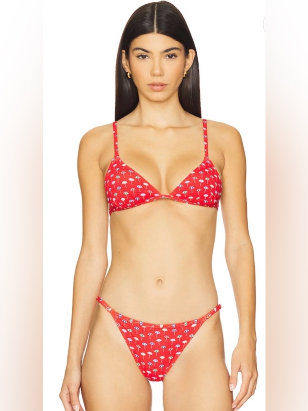 SOLID & STRIPED Red Umbrella Print Bikini Set - Lulu Top and Bottom